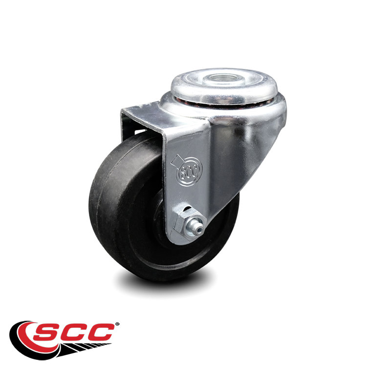 Service Caster 3 Inch Soft Rubber Wheel Swivel Bolt Hole Caster Service